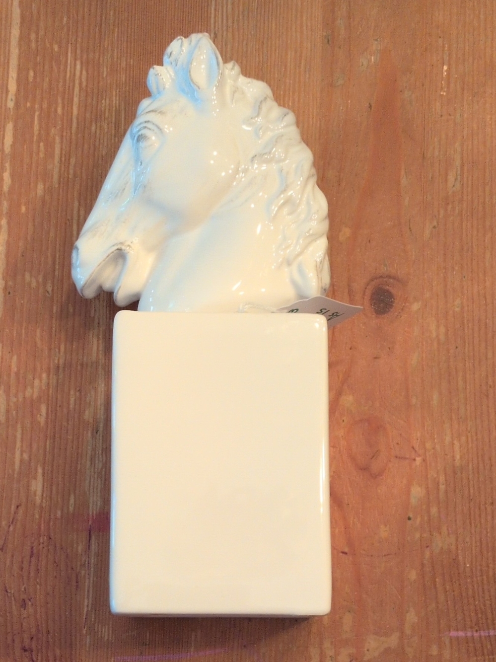 White Ceramic Horse Head Decorative Sculpture - Home Art Bookend Shelf